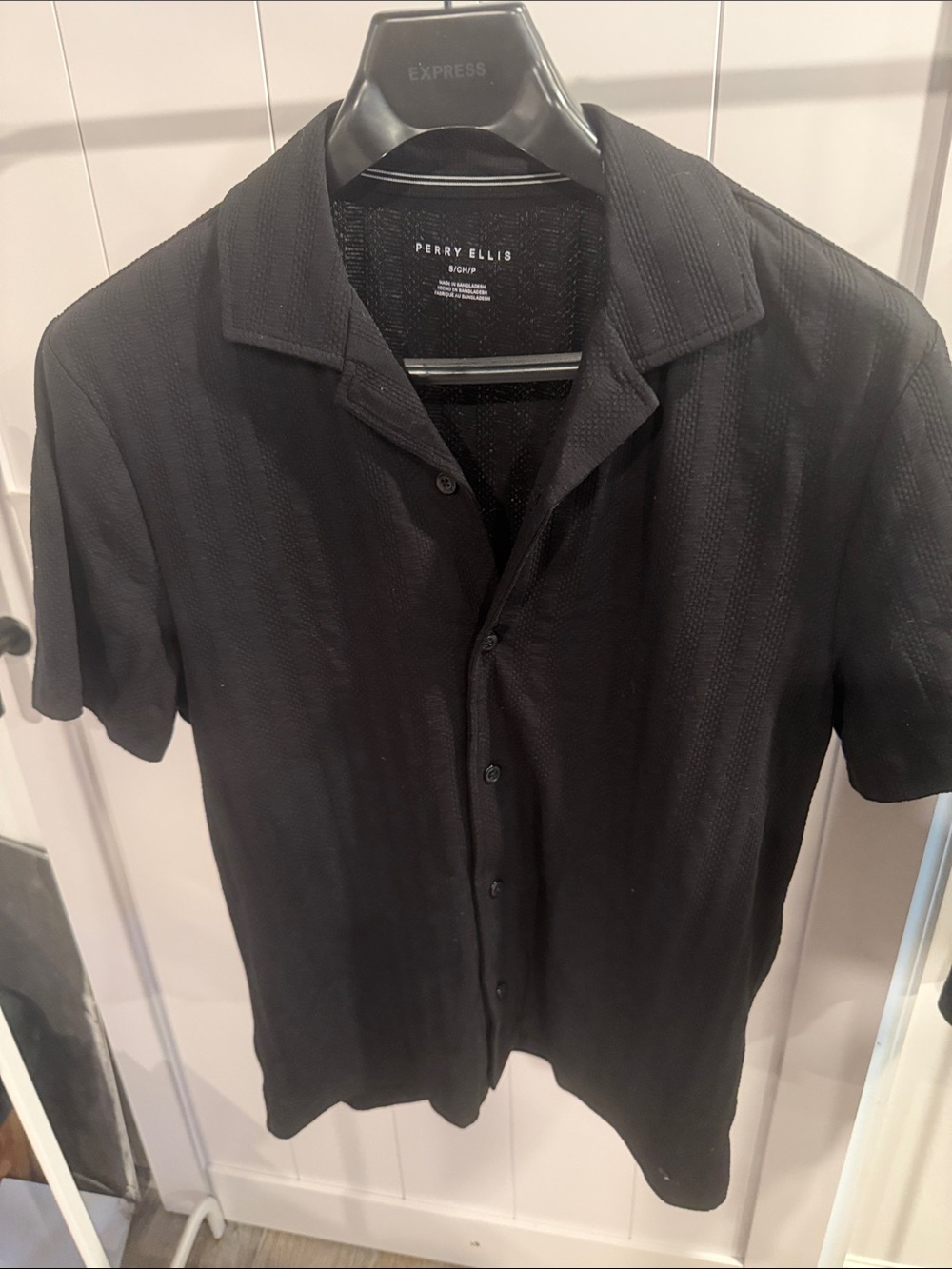 Perry Ellis Black Short Sleeve Button Down Shirt